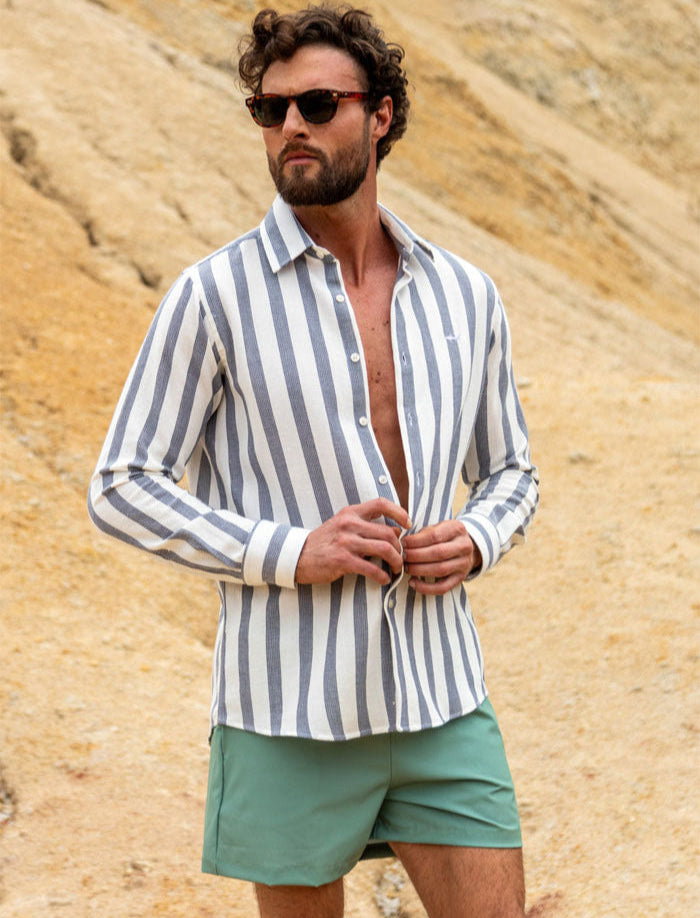 CAMISA BLANCA RAYAS G AZUL O