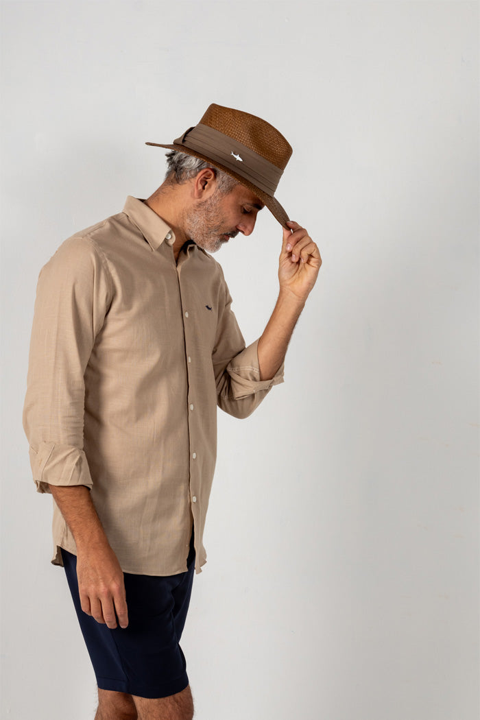 SOMBRERO OSCURO CINTA ANCHA CENIZO
