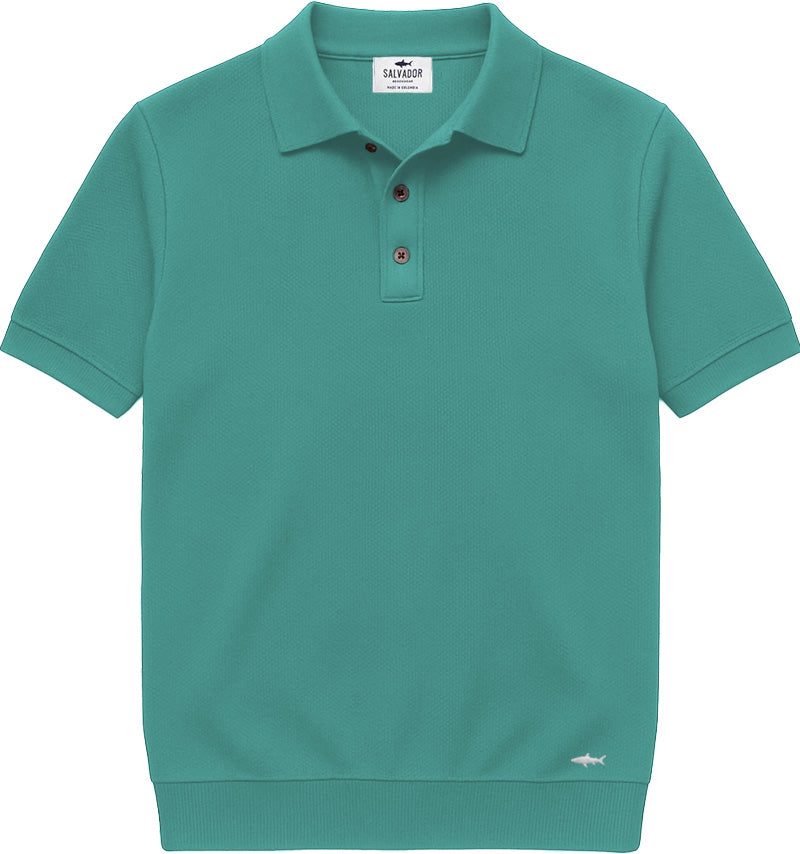 POLO DE PUNTO BOTONES MENTA