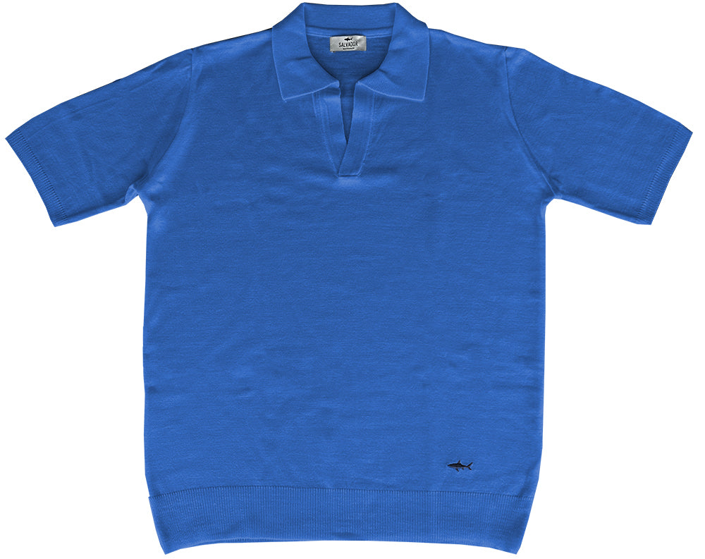 MEDIUM BLUE KNIT POLO