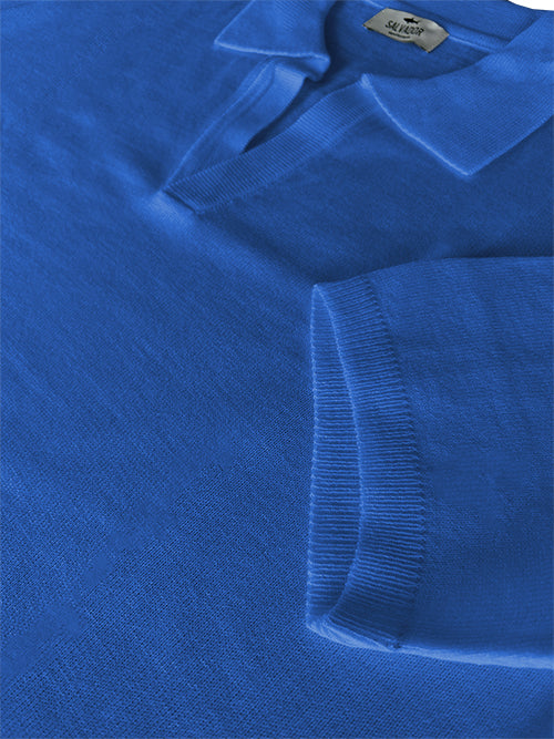 MEDIUM BLUE KNIT POLO