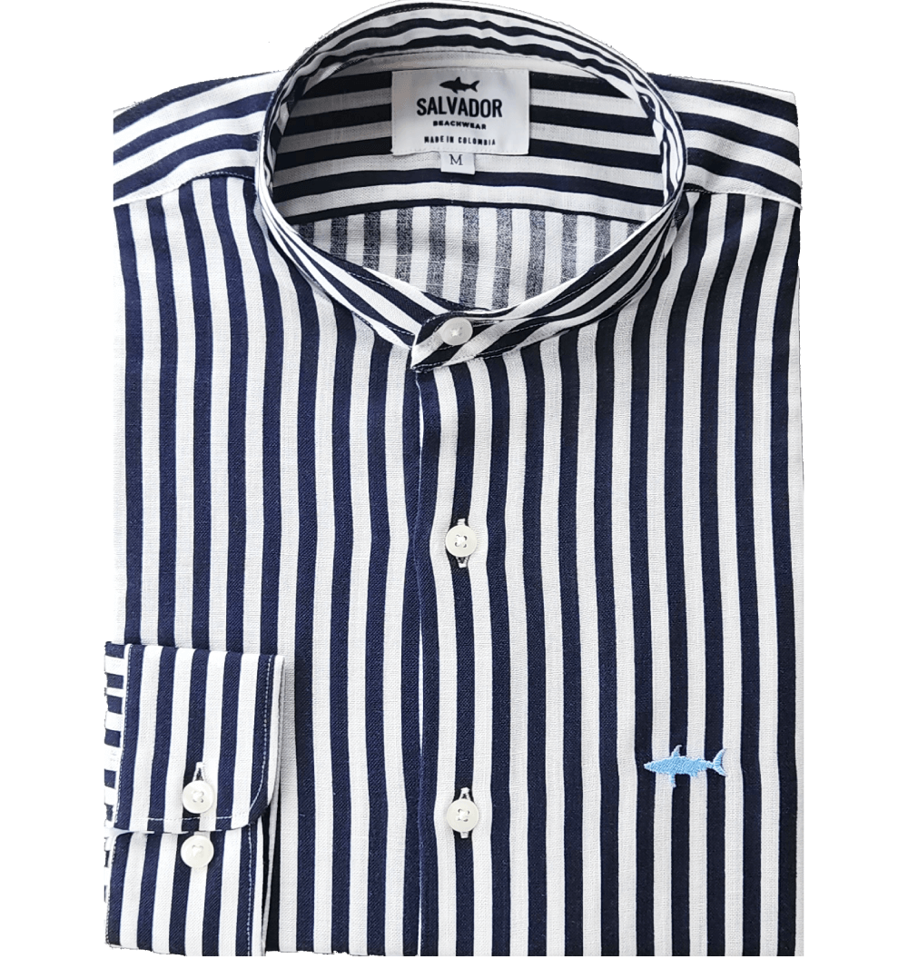 NERU WHITE SHIRT WITH DARK BLUE STRIPES