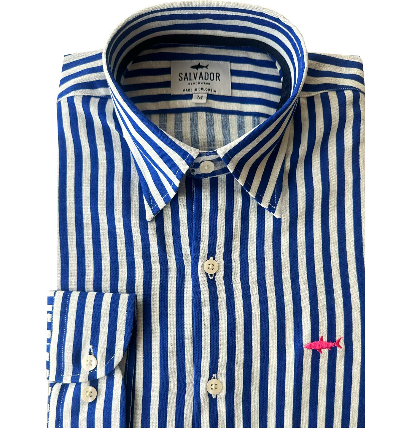 CAMISA BLANCA RAYAS AZUL MARINO