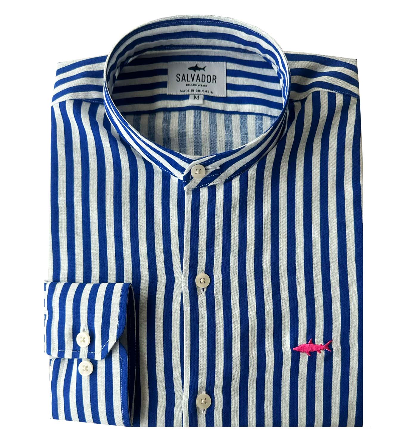 CAMISA NERU BLANCA RAYAS AZUL MARINO