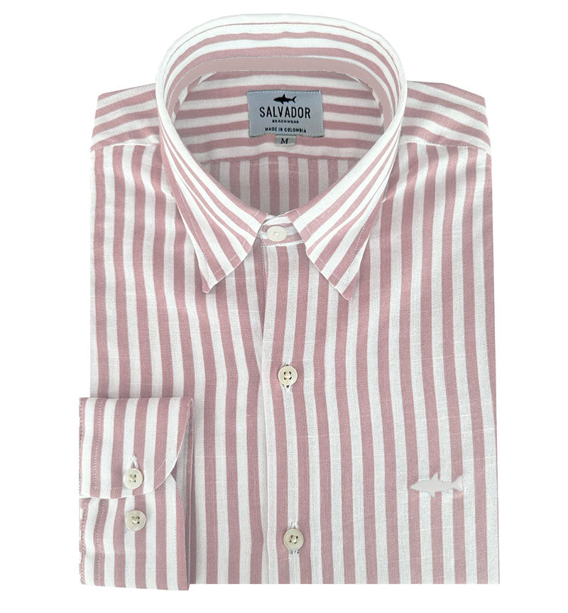 CAMISA BLANCA RAYAS PALO ROSA
