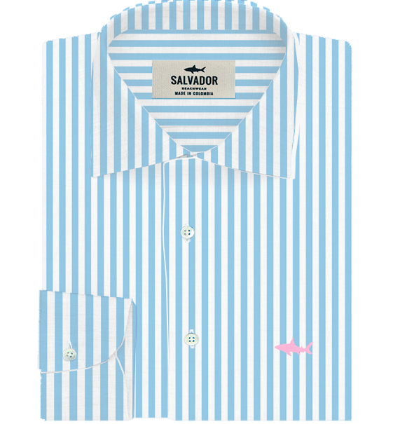 WHITE SHIRT WITH PASTEL BLUE STRIPES