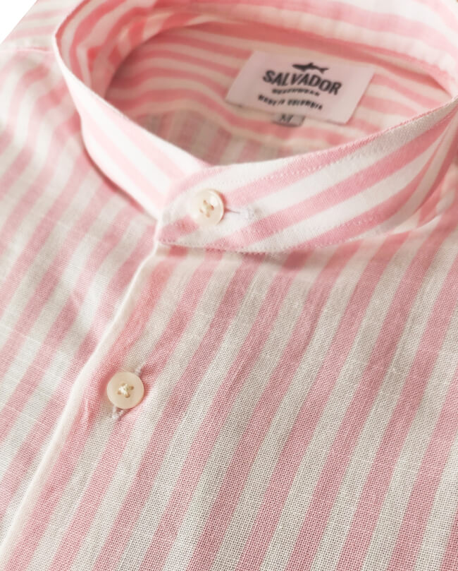 CAMISA NERU BLANCA RAYAS ROSADAS