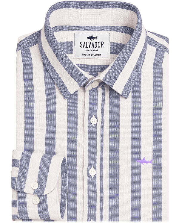 CAMISA BLANCA RAYAS G AZUL O