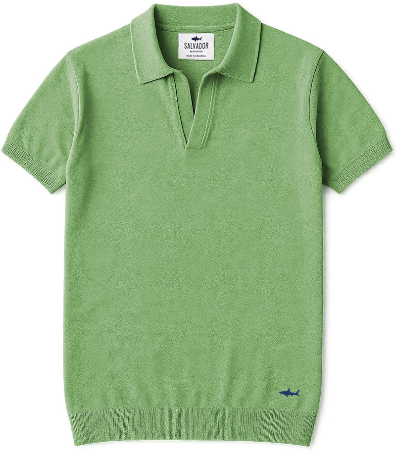 LIGHT GREEN KNITTED POLO SHIRT