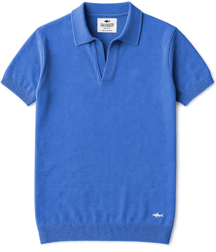 MEDIUM BLUE KNIT POLO