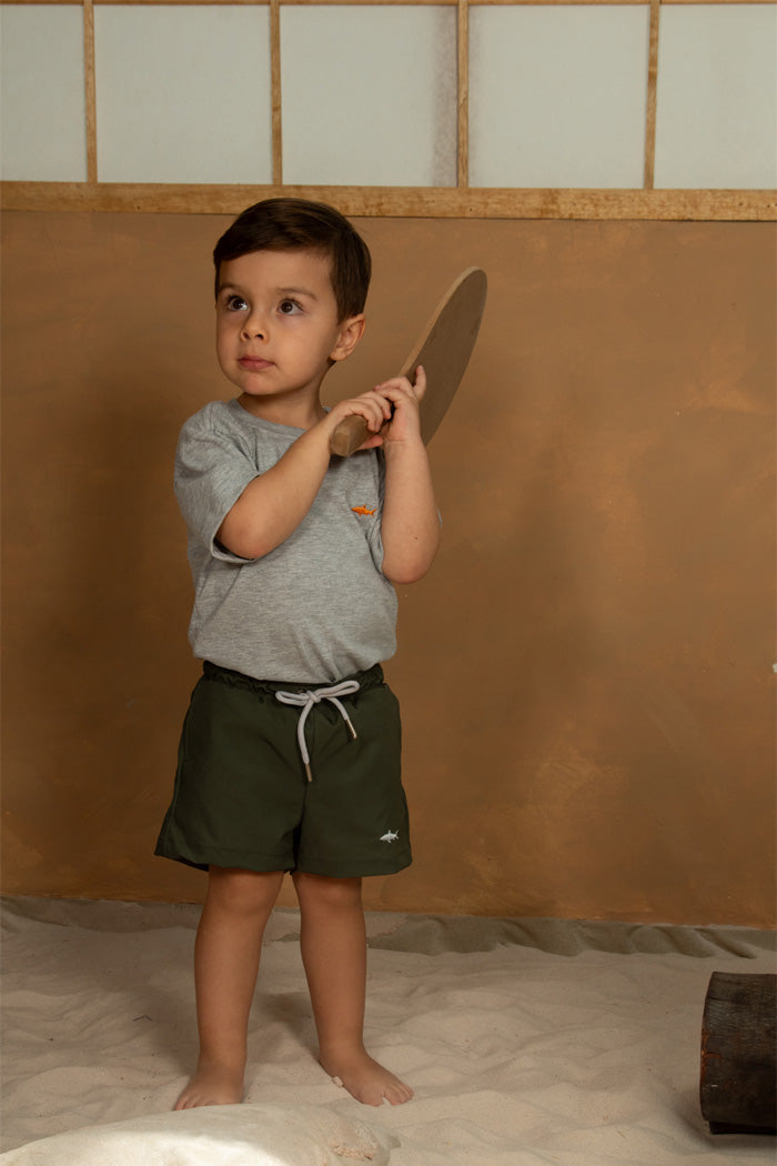 ECO SHORTS FOR BOYS IN MILITARY GREEN