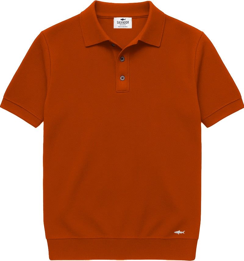 POLO DE PUNTO BOTONES TERRACOTA