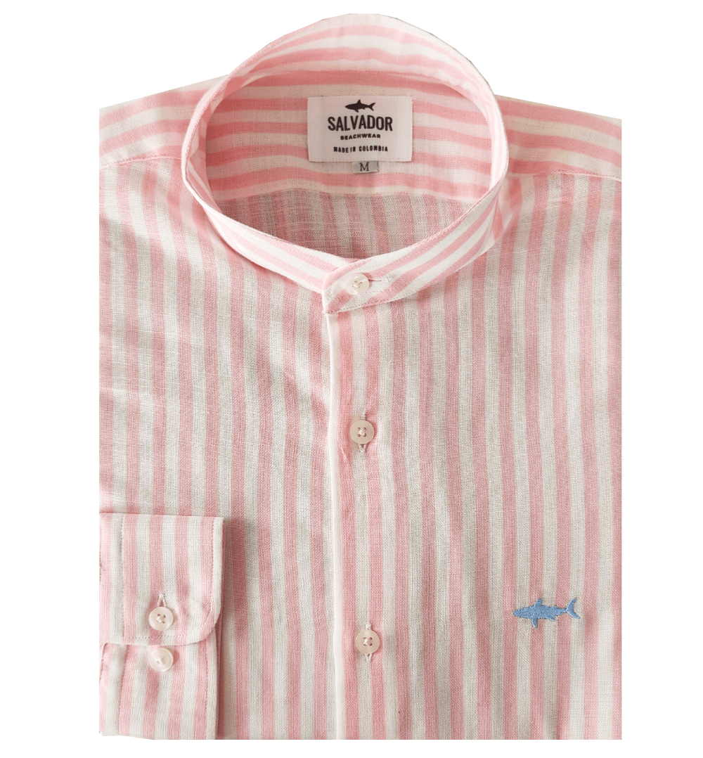 CAMISA NERU BLANCA RAYAS ROSADAS