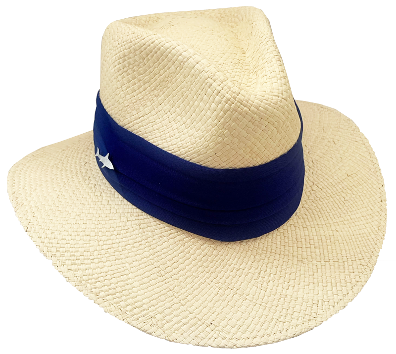 SOMBRERO CLARO CINTA ANCHA AZUL