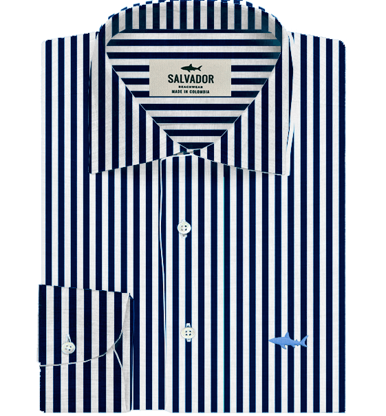 WHITE SHIRT WITH DARK BLUE STRIPES