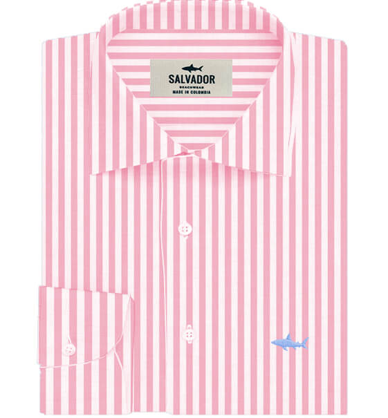 CAMISA BLANCA RAYAS ROSADAS