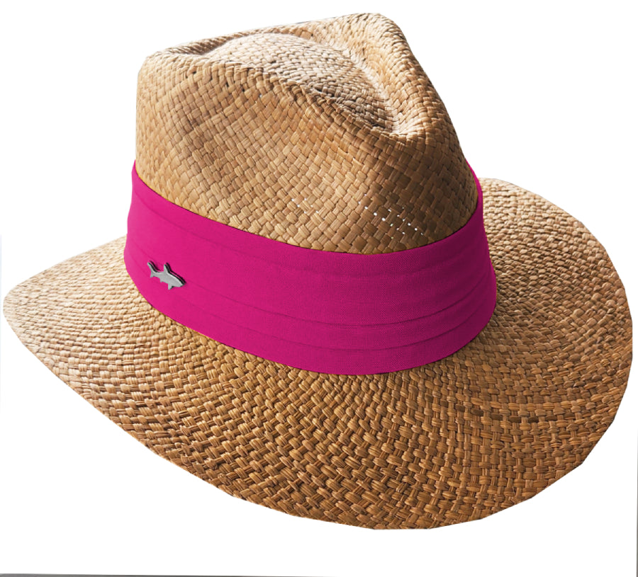 SOMBRERO OSCURO CINTA ANCHA FUCSIA